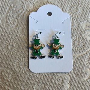 Festive Leprechaun Earrings in Green and Gold